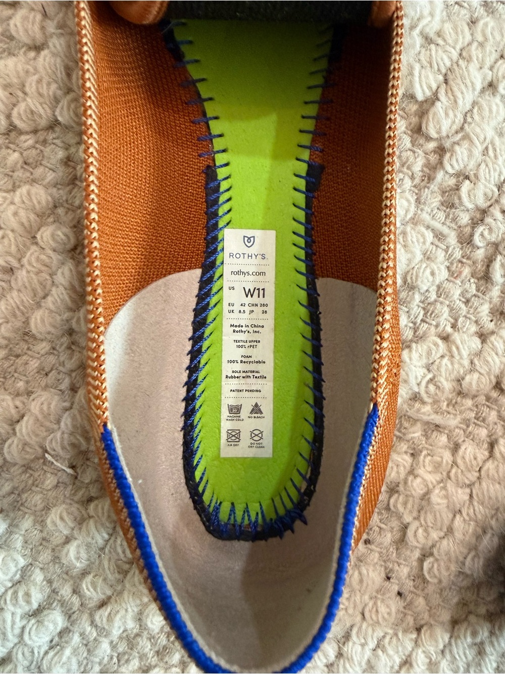 WOMENS ROTHY’S THE POINT FLAT IN CAMEL, SIZE 11 - Picture 5 of 5